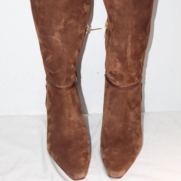 NWOB Veronica Beard Brown Suede Leather Kenzie Mid-Heel Tall Boots 9.5 - Picture 4 of 11